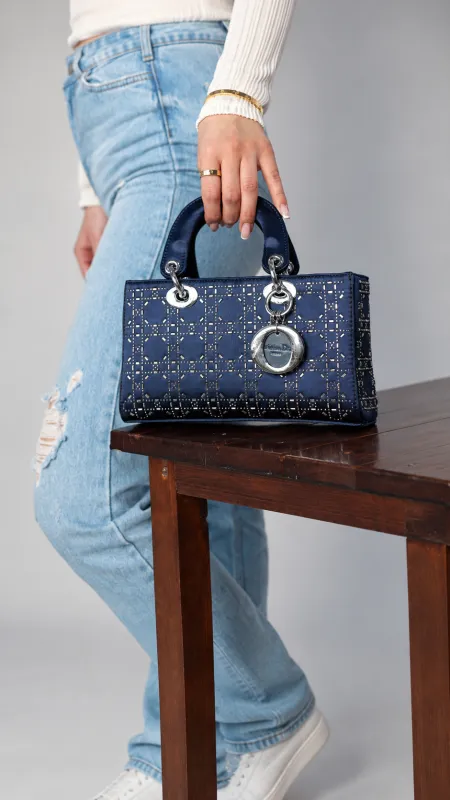 شنطة - Lady Dior زرقون / شامل علبة ( مستطيل )