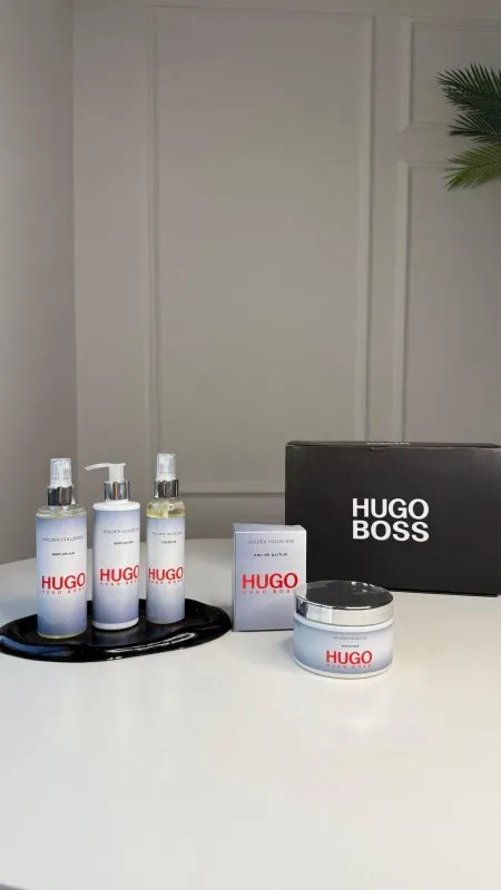 طقم عطر Hugo Boss - رجالي - ٥ قطع / شامل علبة الشركة